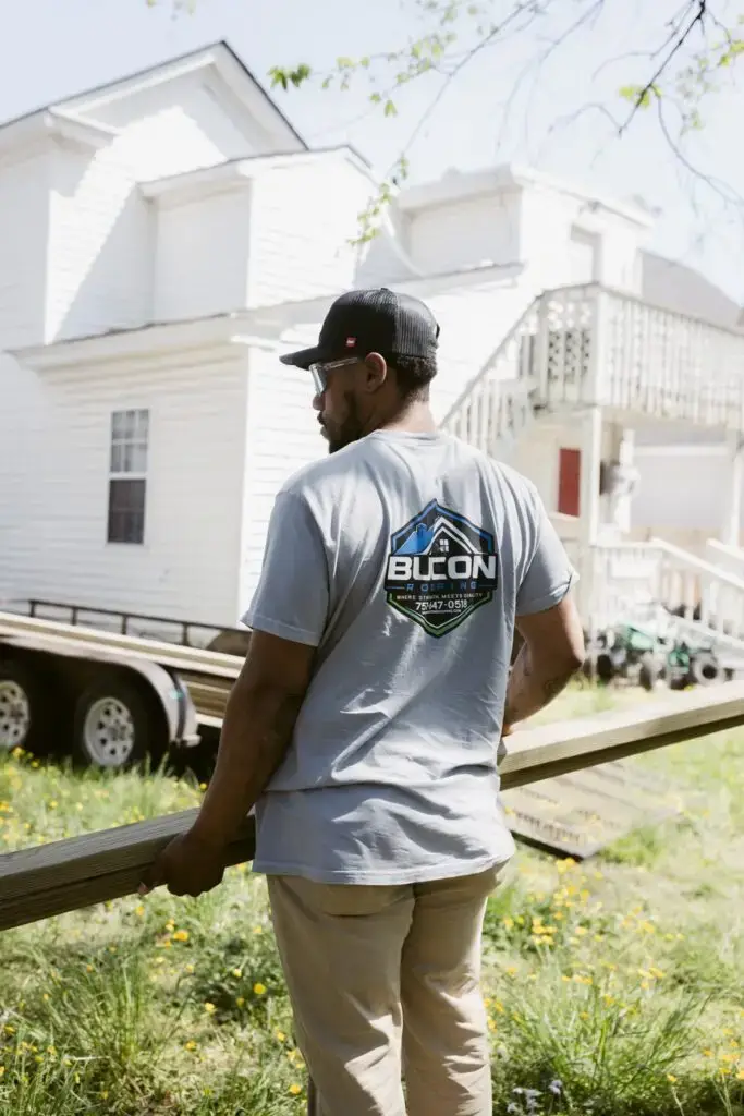 Bucon Roofing team member on a job site